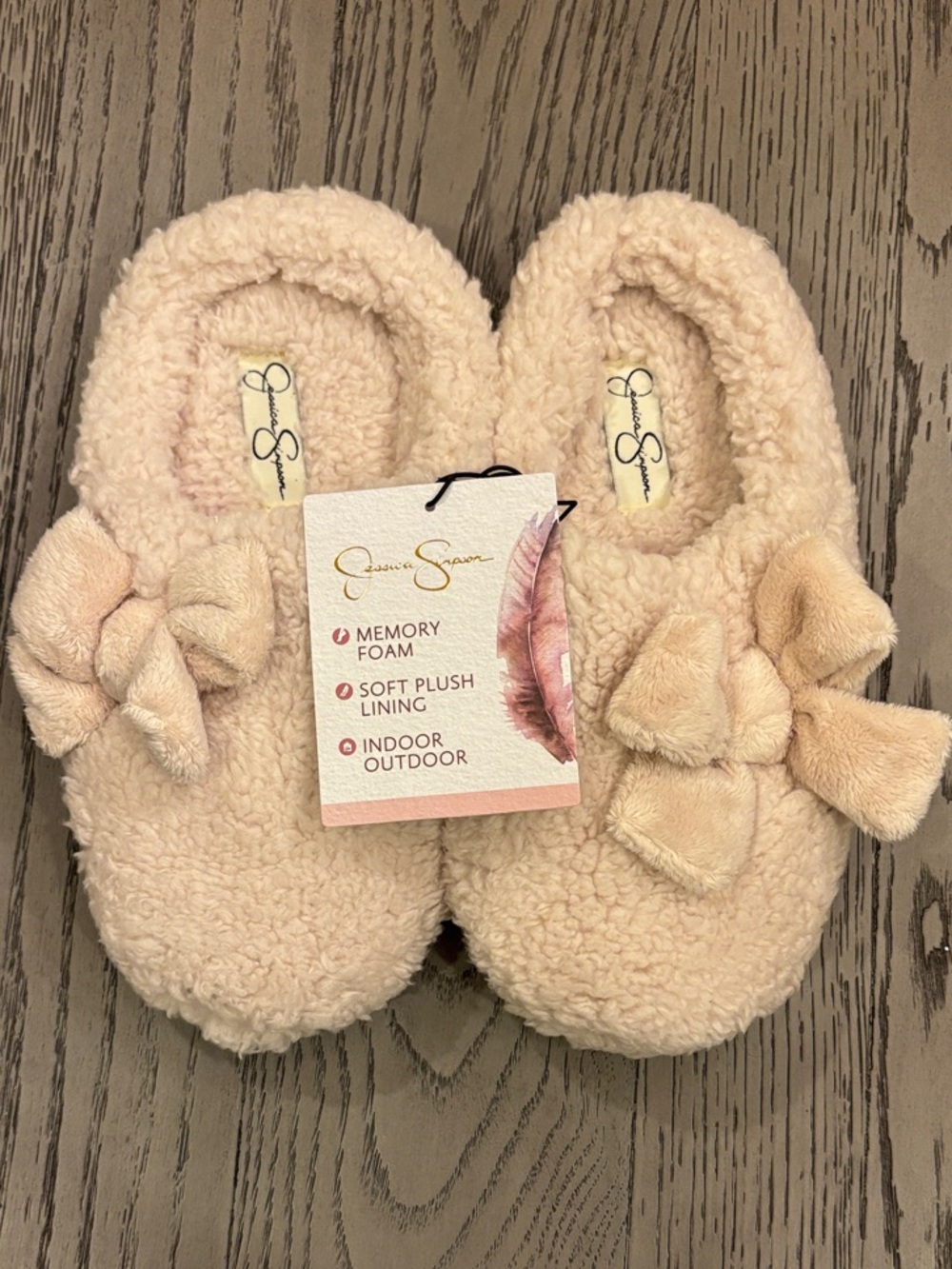 Jessica Simpson Cream Ivory Bow Slip-On Slippers